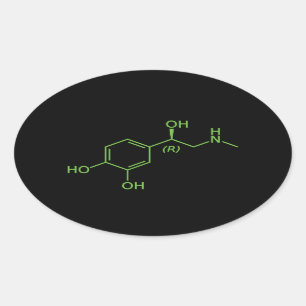 Adrenaline Molecule Chemical Diagram Oval Sticker