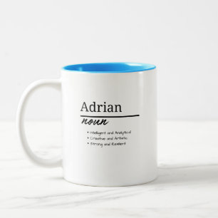 Adrian, Boy Personalised Name Definition Two-Tone Coffee Mug