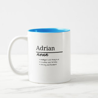 Adrian, Boy Personalised Name Definition Two-Tone Coffee Mug