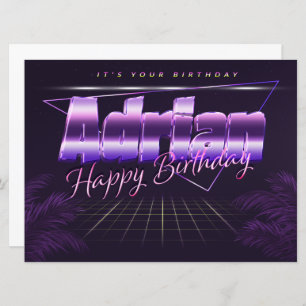Adrian name First name lila retro card birthday