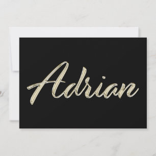 Adrian Name white gold Handwriting Card