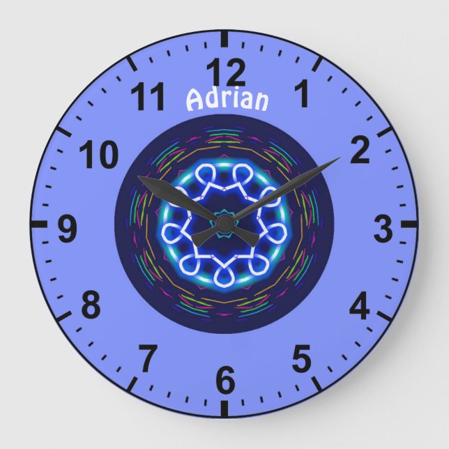 ADRIAN Personalised ~ Space Wheel Fractal ~ Large  Clock (Front)