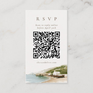  Adriatic Coast Italy Wedding QR Code RSVP Card 