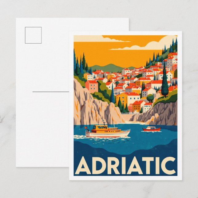 Adriatic Croatia Art vintage Travel Postcard (Front/Back)