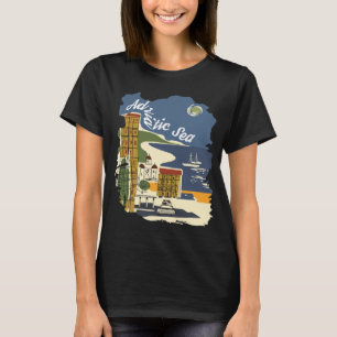 Adriatic Sea Coast Harbour Retro Travel T-Shirt
