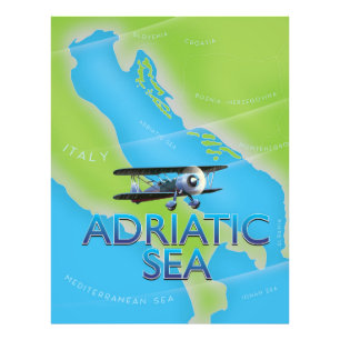 Adriatic Sea Flight map Photo Print