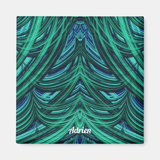 ~ ADRIEN ~ GORGEOUS! ~ 3D Fractal blue green Magnet (Front)