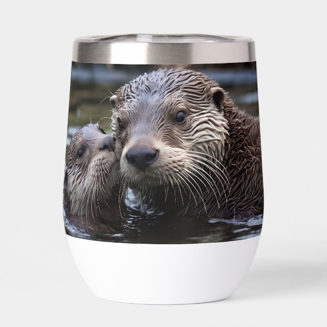 **"Adrift in Love: Mummy and Baby Otter"** (Back)