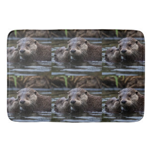 **"Adrift in Love: Mummy and Baby Otter"** Bath Mat