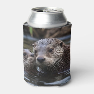 **"Adrift in Love: Mummy and Baby Otter"** Can Cooler