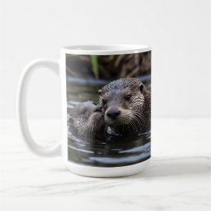 **"Adrift in Love: Mummy and Baby Otter"** Coffee Mug