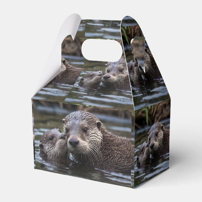 **"Adrift in Love: Mummy and Baby Otter"** Favour Box (Front Side)