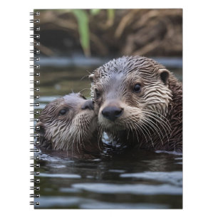 **"Adrift in Love: Mummy and Baby Otter"** Notebook