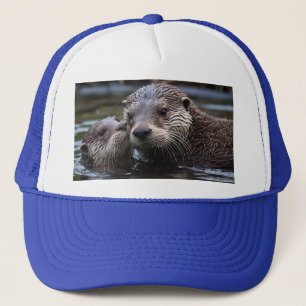 **"Adrift in Love: Mummy and Baby Otter"** Trucker Hat
