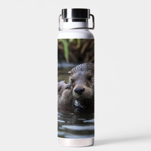 **"Adrift in Love: Mummy and Baby Otter"** Water Bottle