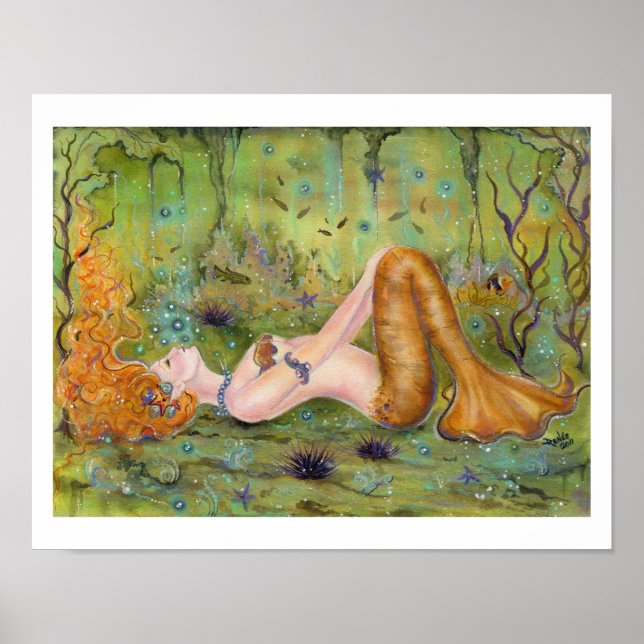 Adrift mermaid wrapped canvas print by Renee (Front)