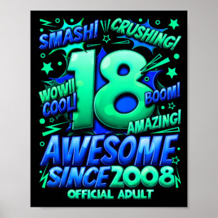 Adult 18 Year Old For Boys 18th Birthday Boy Poster