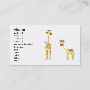 Adult and Baby Giraffe. Cartoon Business Card