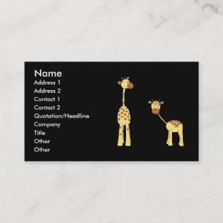 Adult and Baby Giraffe. Cartoon Business Card