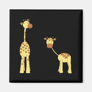 Adult and Baby Giraffe. Cartoon Magnet