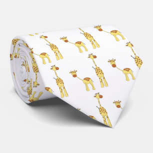 Adult and Baby Giraffe. Cartoon Tie