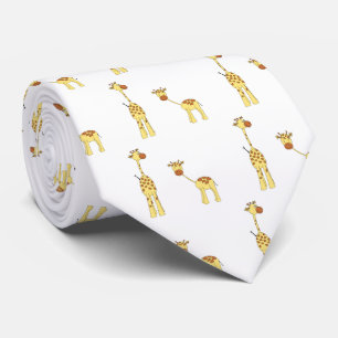 Adult and Baby Giraffe. Cartoon Tie