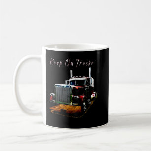 Adult and Youth Semi Truck Keep On Truckn Back Des Coffee Mug