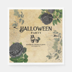 Adult Annual Halloween Party Vintage Gothic Skulls Napkin