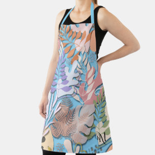Adult Apron : Abstract Leaves (blue)