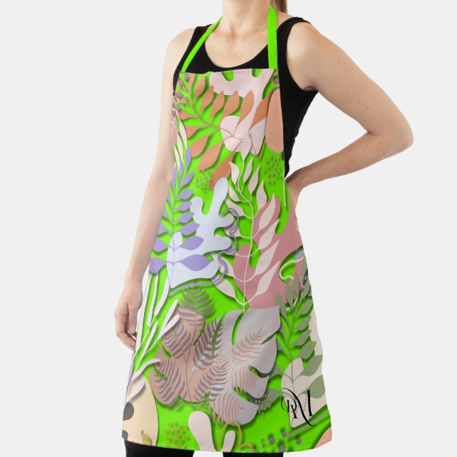 Adult Apron : Abstract Leaves (green) (Insitu)