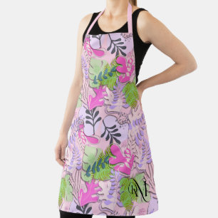 Adult Apron : Abstract Leaves (pink)