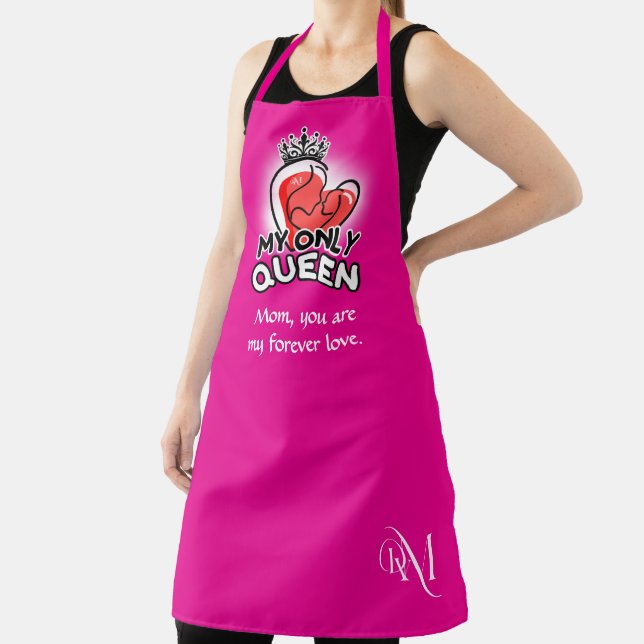 Adult Apron : My Only Queen (magenta) (Insitu)