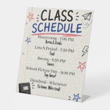 Adult Back to School Party Class Schedule Sign