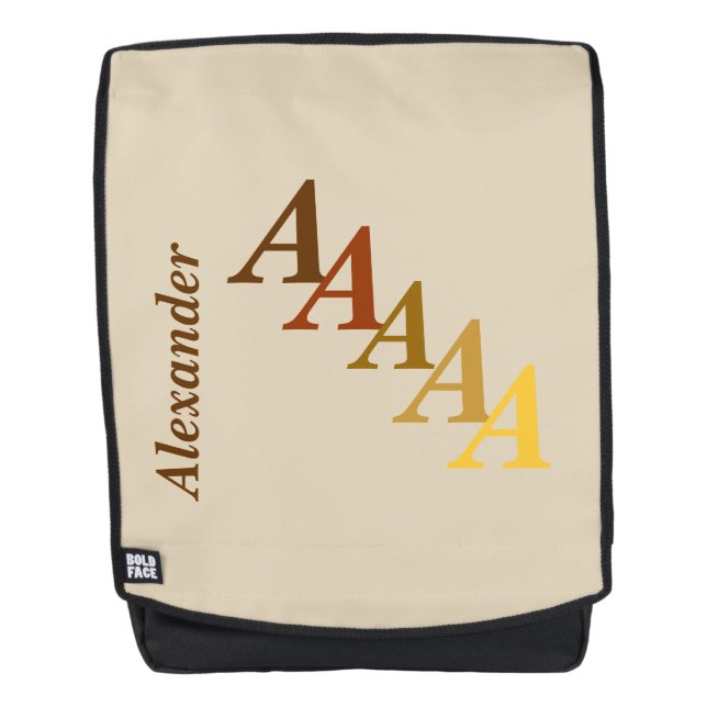 Adult Backpack - Name and Initial in Browns (Front)