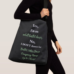 Adult Ballet Dancer Sage/White Text Crossbody Bag