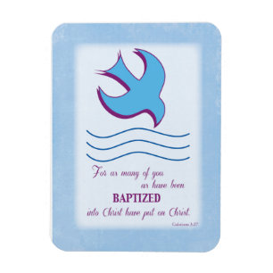 Adult Baptism Dove on Blue Magnet