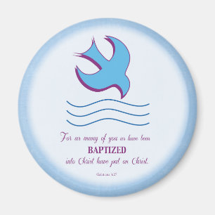 Adult Baptism Dove on Blue Magnet