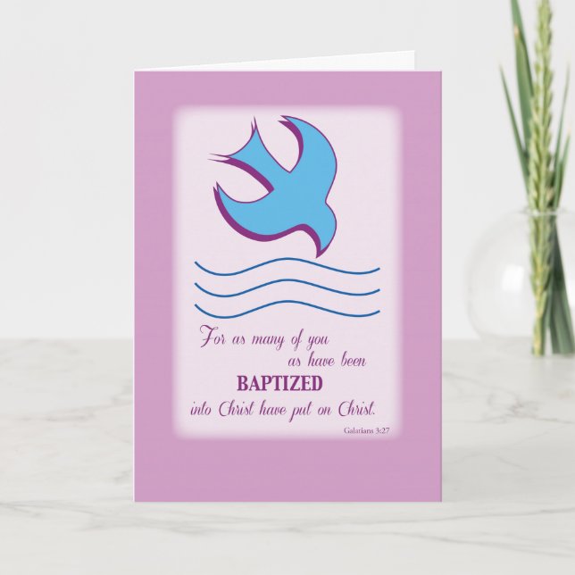 Adult Baptism Dove on Pink Card (Front)