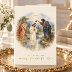 Adult Baptism of Jesus CatholicWatercolor Baptism  Card