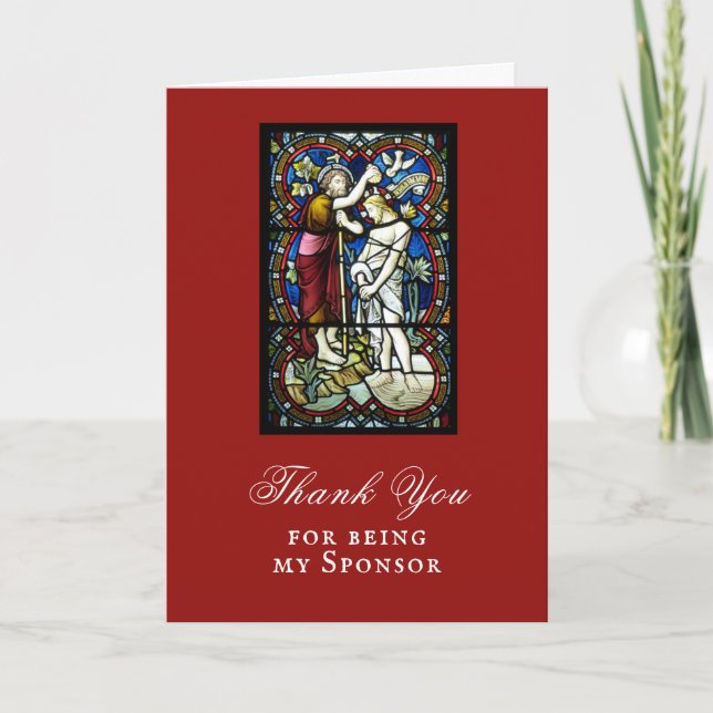 Adult Baptism Sponsor Godparent Thank You Card (Front)