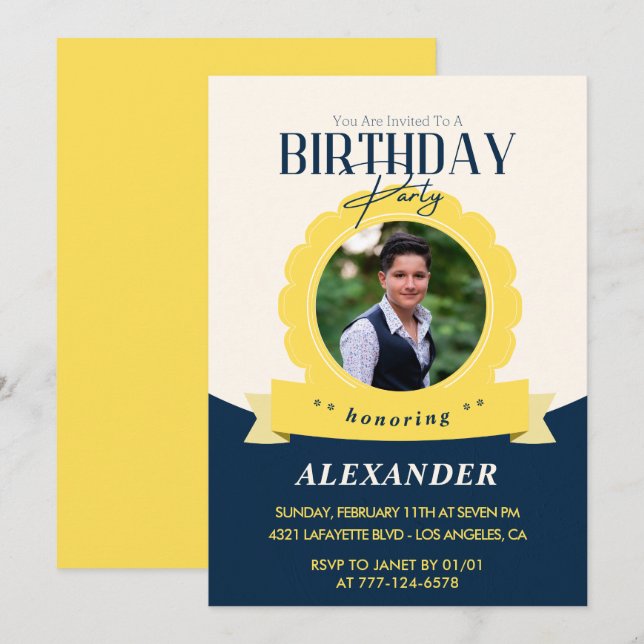 Adult birthday 15th birthday invitation Modern (Front/Back)