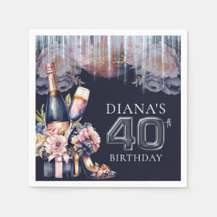 Adult Birthday 40th Personalised Champagne Heels Napkin