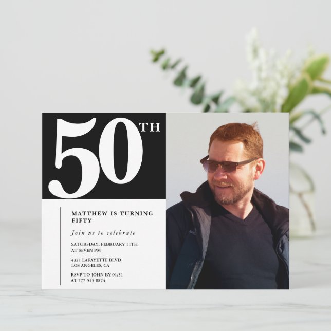 Adult birthday 50th birthday invitation Chic Photo (Standing Front)