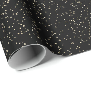 Adult Birthday Black Gold Glitter Wrapping Paper