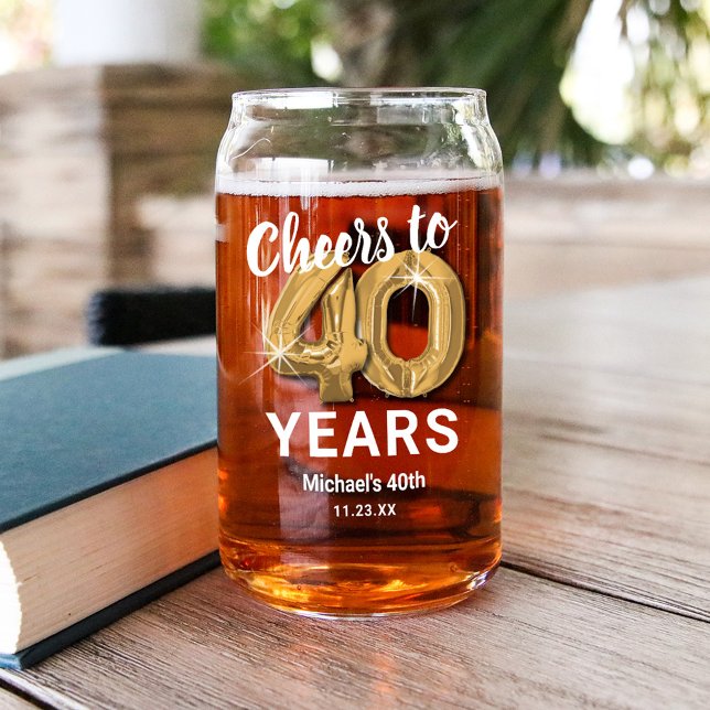 Adult Birthday Cheers to 40 Years Can Glass (Creator Uploaded)