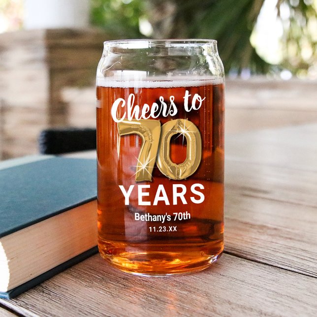 Adult Birthday Cheers to 70 Years Can Glass (Creator Uploaded)