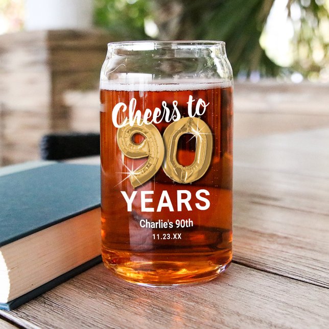 Adult Birthday Cheers to 90 Years Can Glass (Creator Uploaded)