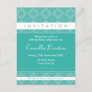ADULT BIRTHDAY INVITATION :: ornately patterned L4 Postcard