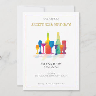 Adult Birthday Invitation with colorful drinks