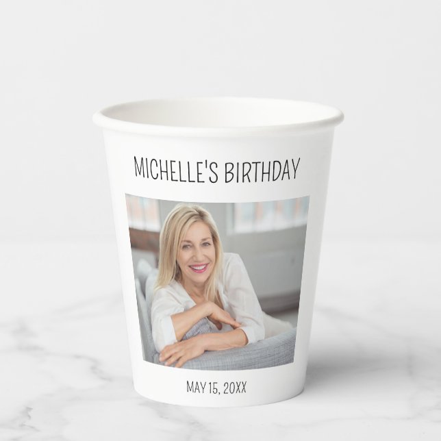 Adult Birthday Name Photo Party Favour Paper Cups (Front)